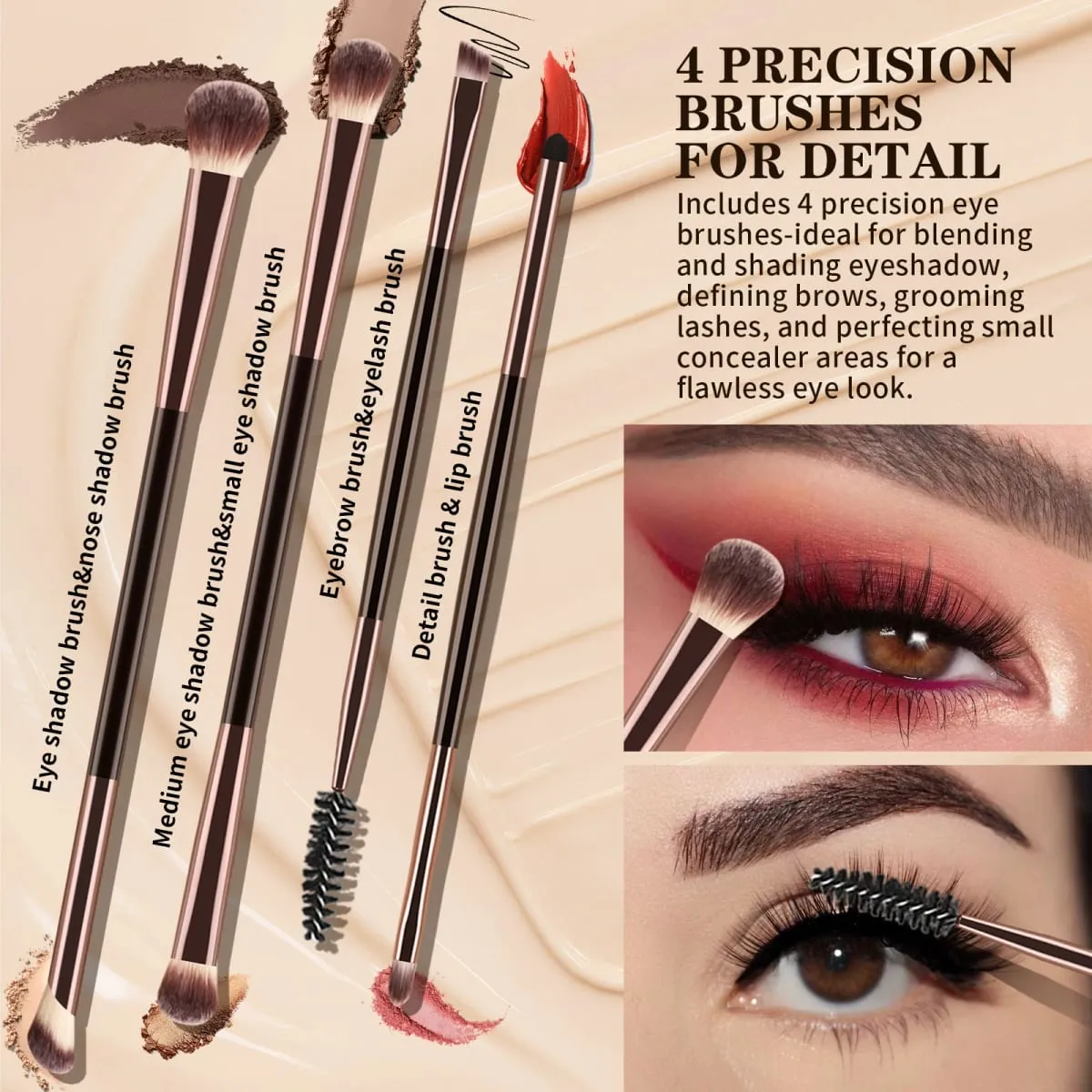 6Pcs Double Head Makeup Brush Set Powder Blush Contour Eyeshadow Eyebrow Brushes Full Face Cosmetic Tools — image 4