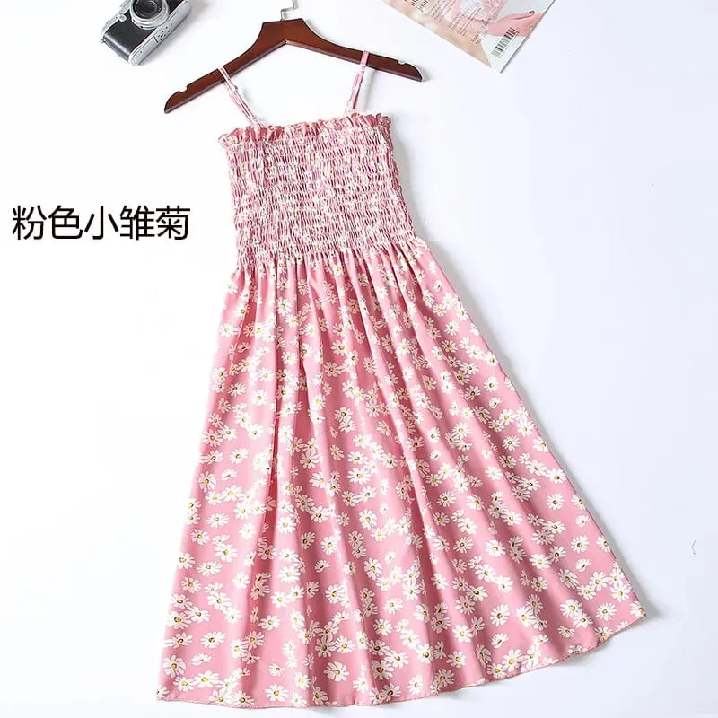 Mga Mini na Dress sa Tag-init Fashion Pambabae Elastic High Waist Casual Spaghetti Strap Sleeveless Dress Women Chiffon Dresses Vestidos — image 24
