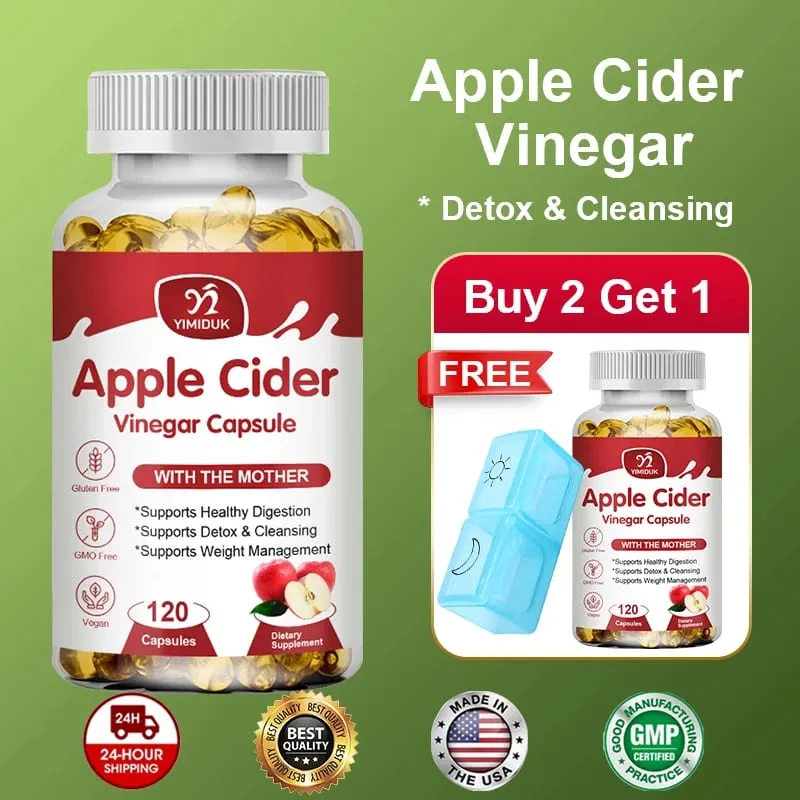 Apple Cider Vinegar Capsules 1600mg Supports Digestion Natural Cleansing Weight Management Immune Health & Metabolic Balance