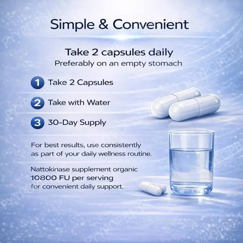 60 Count Organic Nattokinase 10800 FU Capsules Heart Health Support Vegan Gluten-Free Natural Blood Clot Dissolving Supplement — image 6
