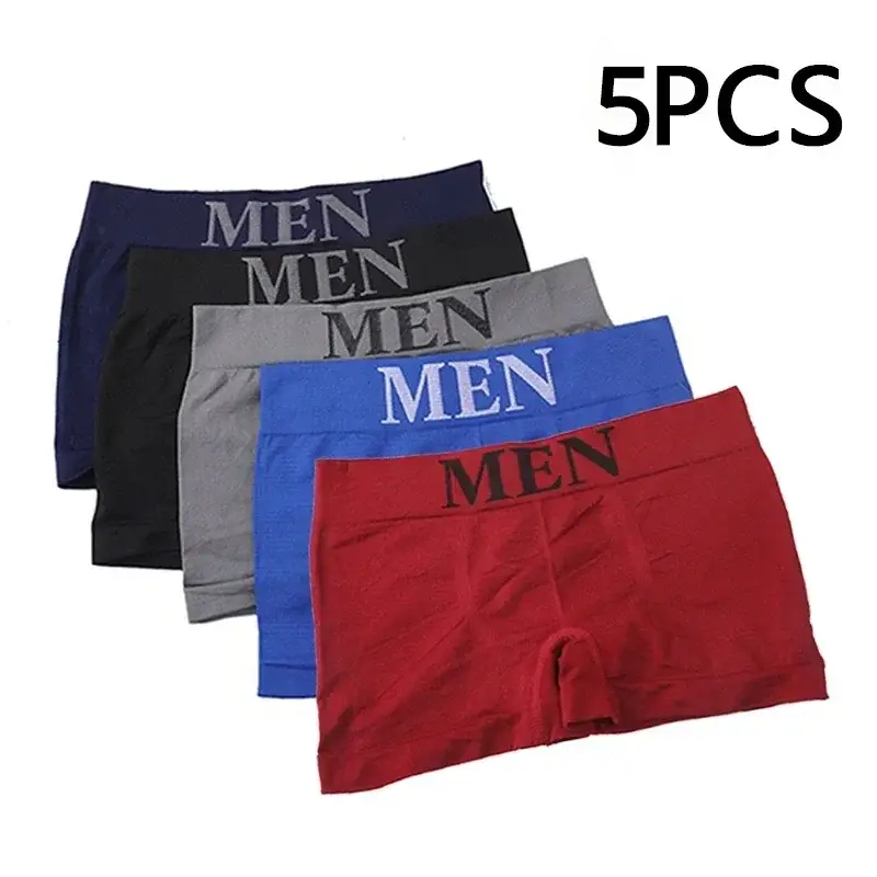 5 Pcs Thin Style Men's High Elastic Plain Color Comfortable Boxer Briefs Panties Breathable Pantyhose — image 5