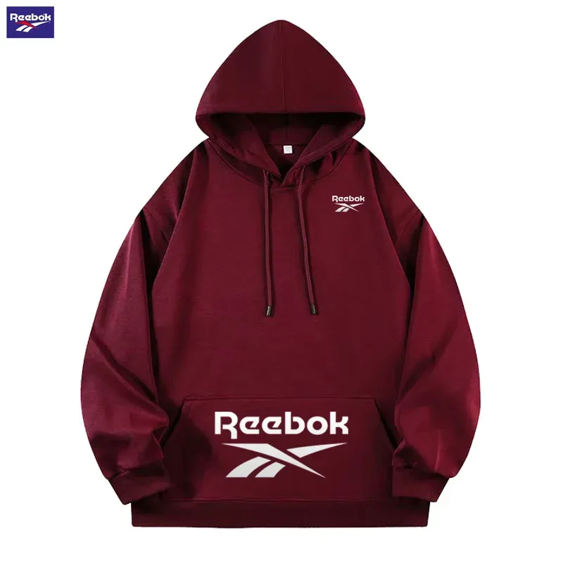 Reebok Logo Men's and Women's Casual Hooded Sweatshirt - Solid Hooded T-shirt - Street Style Casual Sweatshirt - Various Loose S — image 5