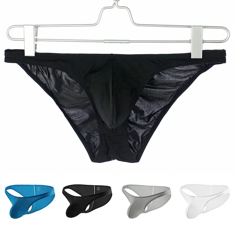 Cueca masculina sexy elástica de seda gelada calcinha ultrafina de cintura baixa — image 14
