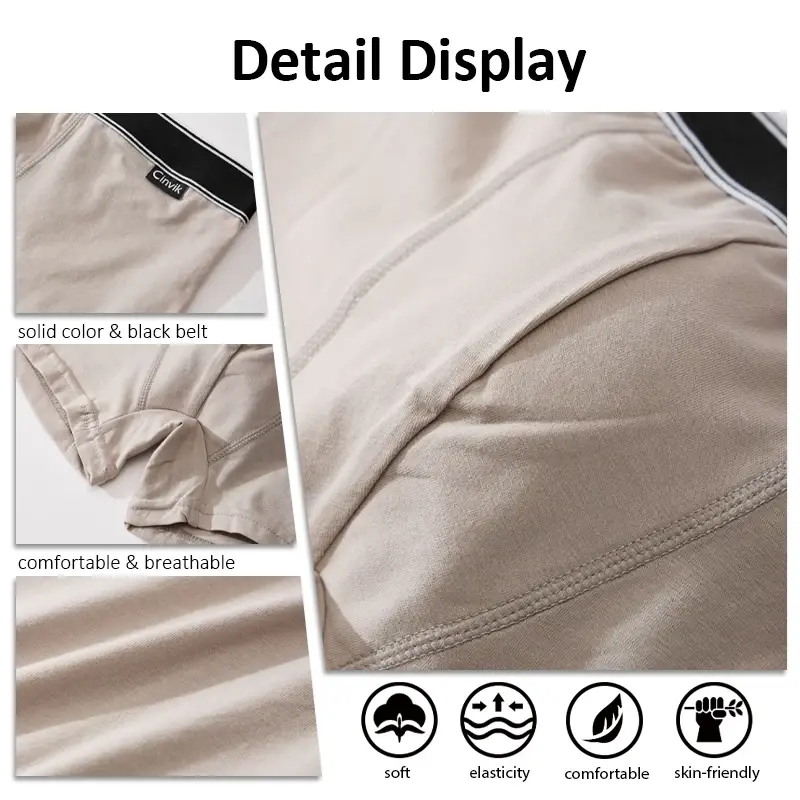 3pc Simple Solid Color Stripe Belt Men's Underwear Cotton Comfortable Soft Male Boxer Shorts Special Offer Mid Waist Briefs S-XL — image 2