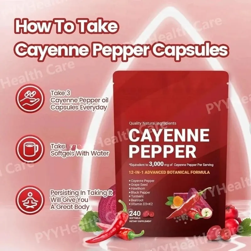 Cayennepeber softgels med druekerner Rødbede Gurkemeje Vitaminer D3 K2 E Urtetilskud — image 5
