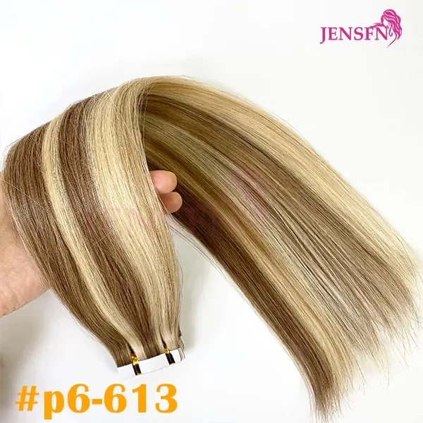 Tape In Hair Extension 100% Real Human Hair Straight Hair Seamless Invisible Skin Weft Remy Tape Ins Brown Blonde Womem — image 16