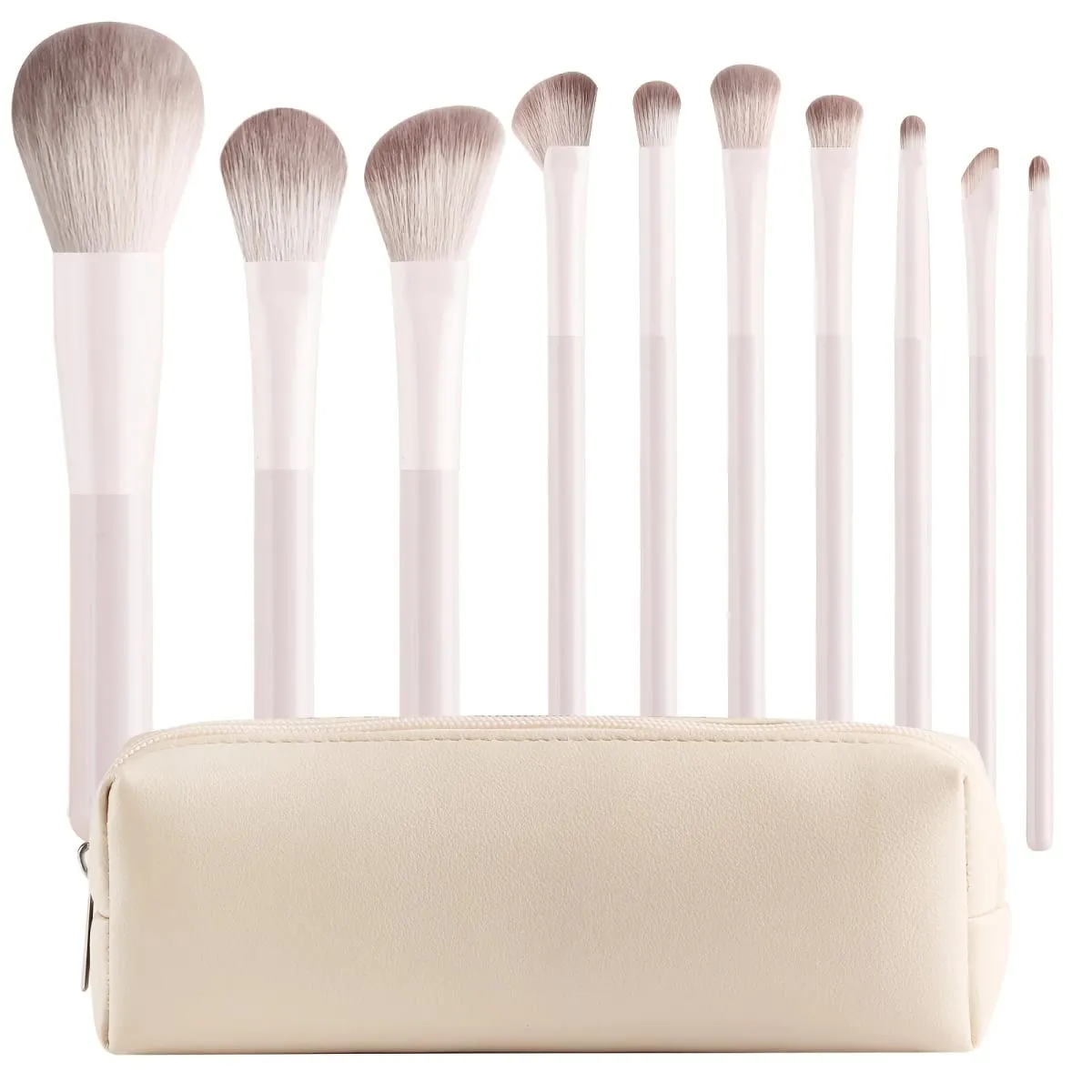 10pcs Beginner Makeup Brushes with Storage Bag Large Fluffy Powder Brush Blush Brush Contour Brush Foundation Brush Concealer — image 1