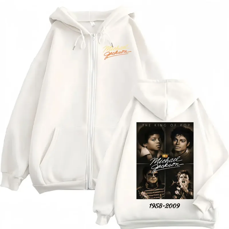 The King of Pop Michael Jackson Bad Era Zip Up Hoodies Men's Women Harajuku Street Jacket Sweatshirt Fleece Casual Zipper Hoodie — image 6