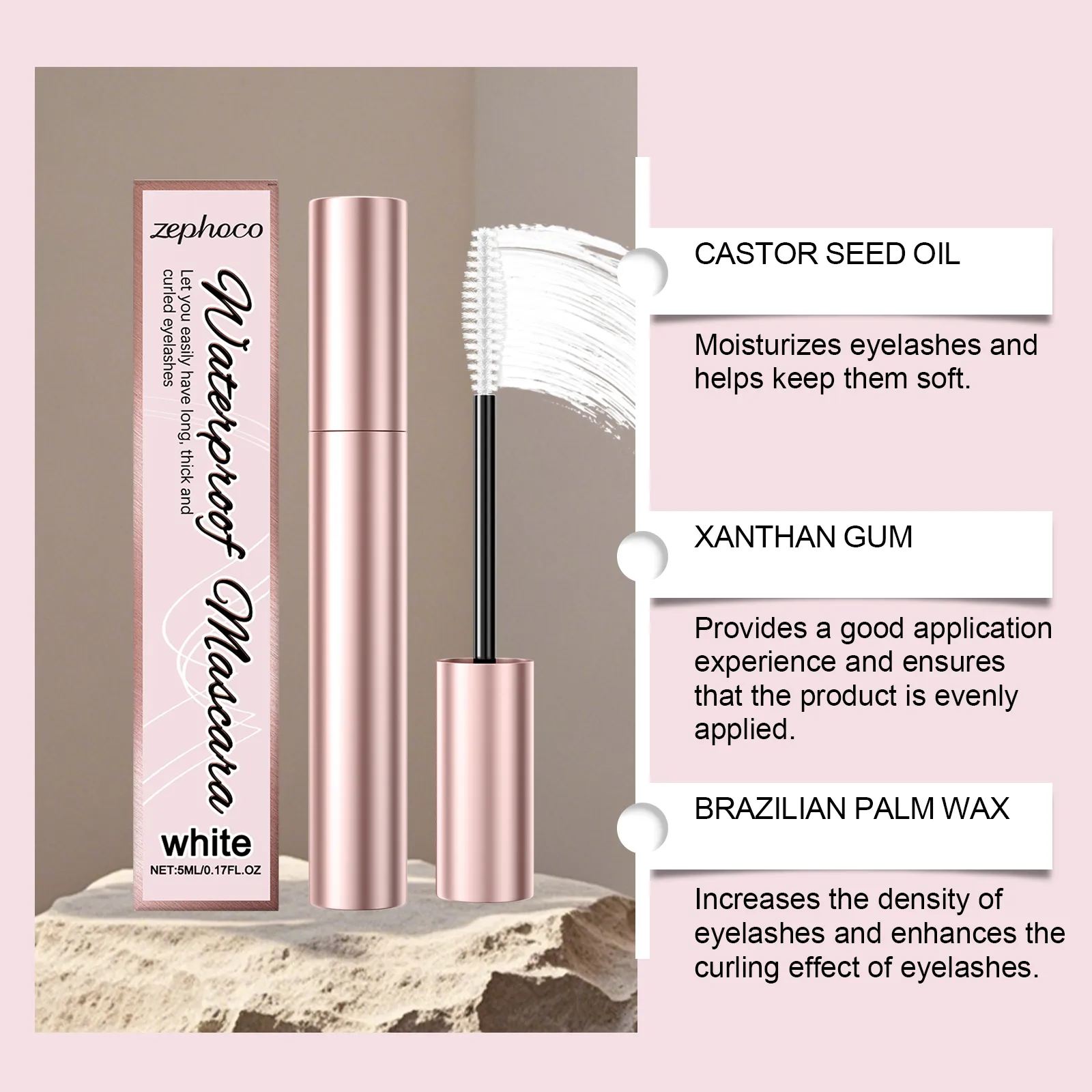 White Mascara Eyelashes Curling Liquid Long-Lasting Waterproof Natural Durable Extensions Makeup Eye Beauty Cosmetics Brush 5ml — image 5