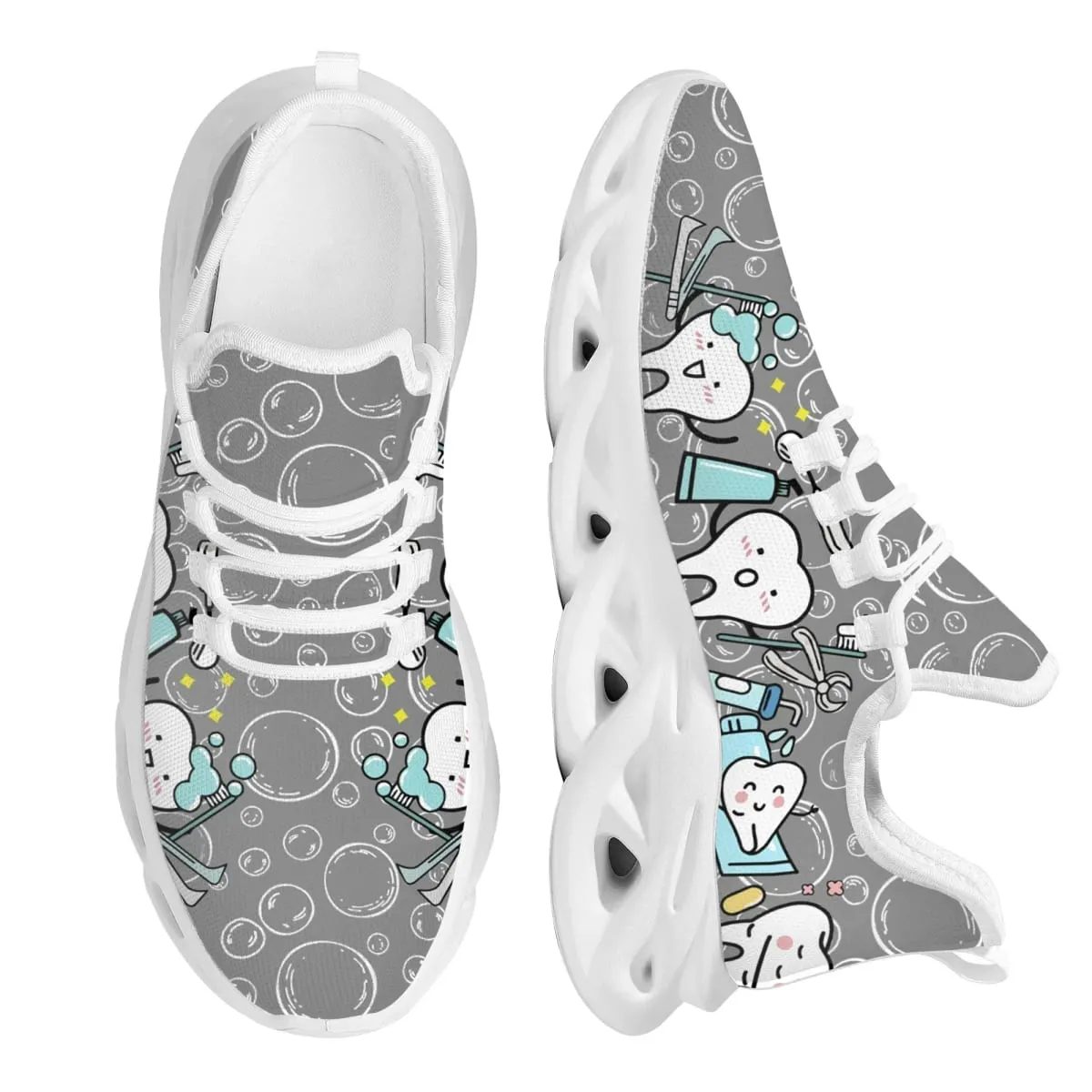 Casual Women's Dental Shoes Funny Teeth Dentist Design Flats Lace-up Sneakers Spring Breathable Beach Walking Shoe New Fashion — image 14