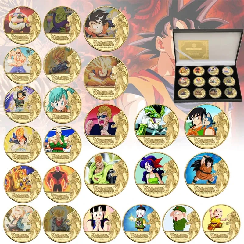 Dragon Ball Banhado A Ouro Moeda de Ouro Son Goku Vegeta Moedas Comemorativas Crianças Clássico Anime Periféricos Coleção Brinquedo Lembrança — image 2