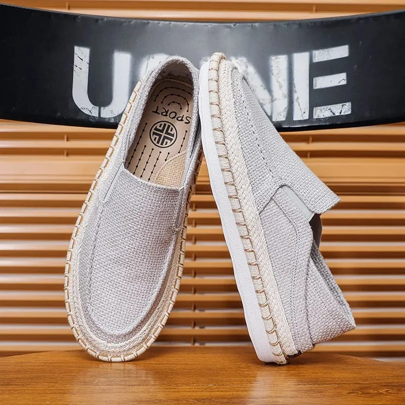 Summer Casual Loafers Men Breathable Slip on Urban Shoes Men Classic Linen Canvas Sneakers Male Light Flats Lazy Shoes Кроссовки — image 7
