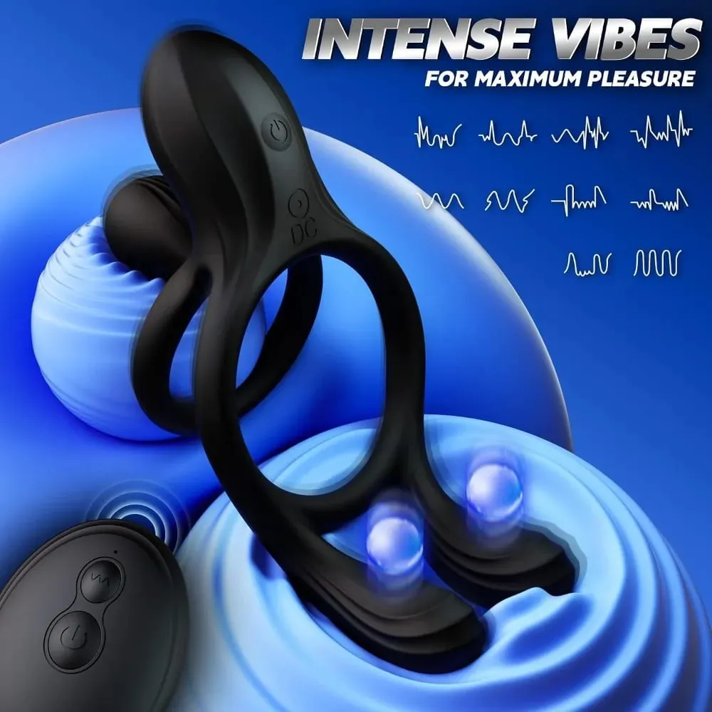 Vibrating Cock Ring for Men Remote Control Penis Ring Ejaculation Delay Chastity Cage Clitoris Stimulation Sex Toy for Couples — image 2