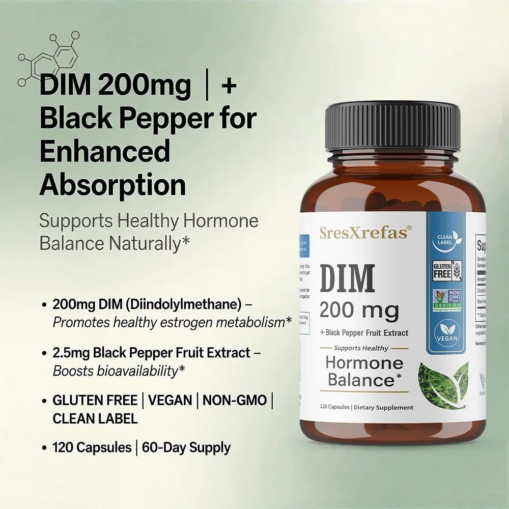 DIM Supplement 200mg Unisex Menopausal Support Antioxidant Support Promotes Overall Health — image 3