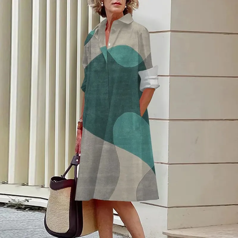 Verão novos vestidos femininos moda personagem arte padrão solto tamanho grande casual temperamento commuter irregular saia longa topos — image 11