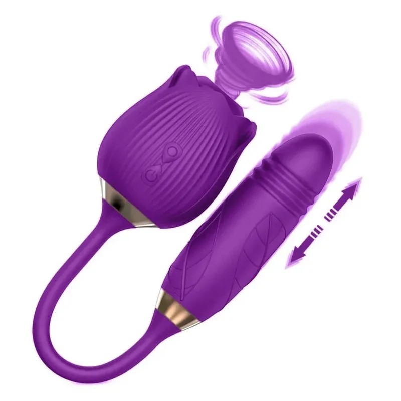 Telescopic Thrusting Sucker Vibrator for Women Rose Sucking Clit Stimulator Dildo Licking Vagin Anal Massager Sex Toys Couples — image 8