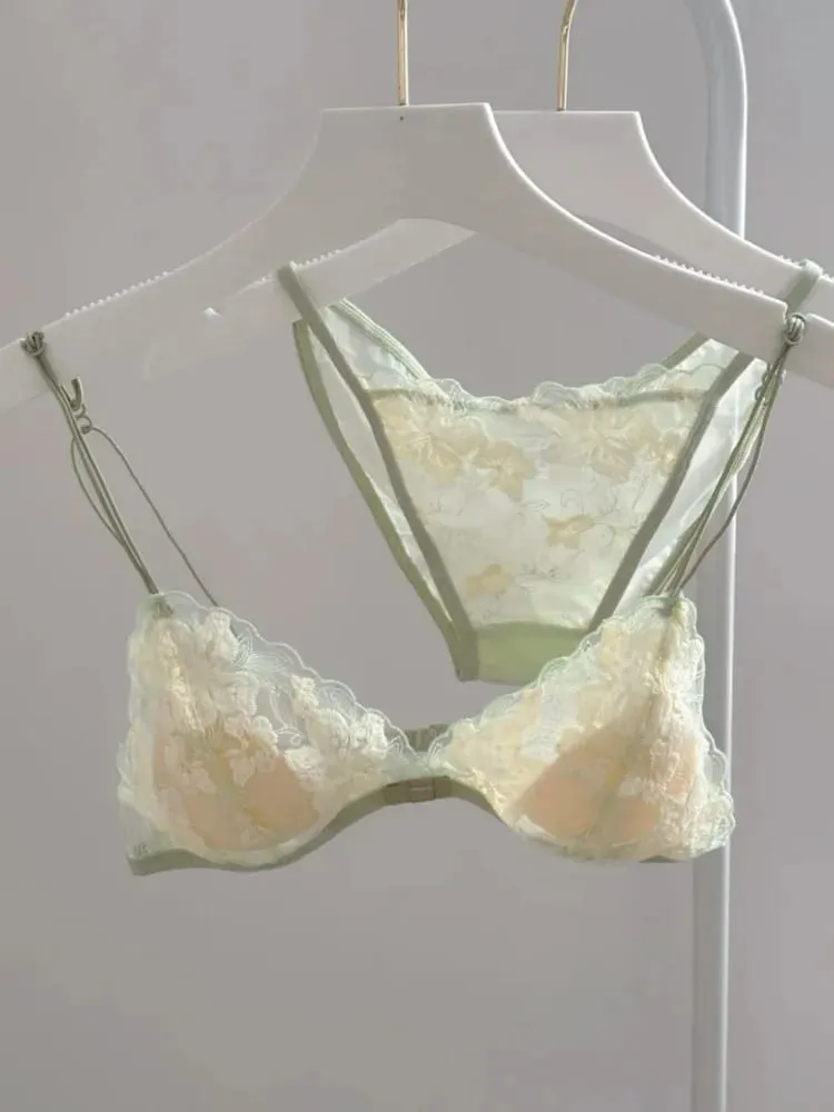 Super Sexy See-Through Lace Bra Set Hollow Out No Underwire French Triangle Bralette and Panties Women Hot Lingerie 2026 Fashion — image 1