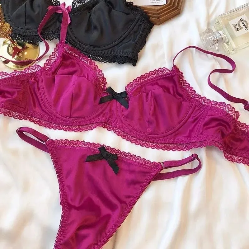 Kvinnor Underkläder Set Is Silke Sexig Spets Genomskinlig Push Up BH Set Sommar Vår Samlade Andningsbara underkläder och trosor