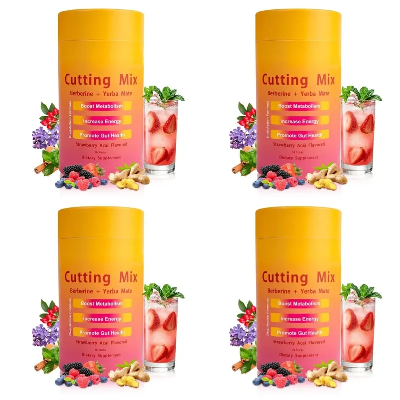 Berberine Yerba Mate Drink Mix Cutting Metabolism & Energy Support Strawberry Acai Flavor Gut Wellness 30 Stick Packs 180g — image 11