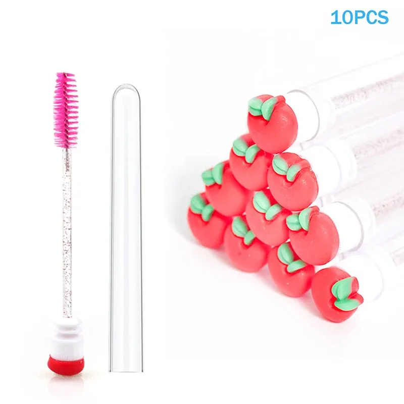 10PCS/Set Fruit Collection Mascara Brush Reusable Lash Brush Tube Spoolies Lash Extension Brushes Applicators Makeup Tools