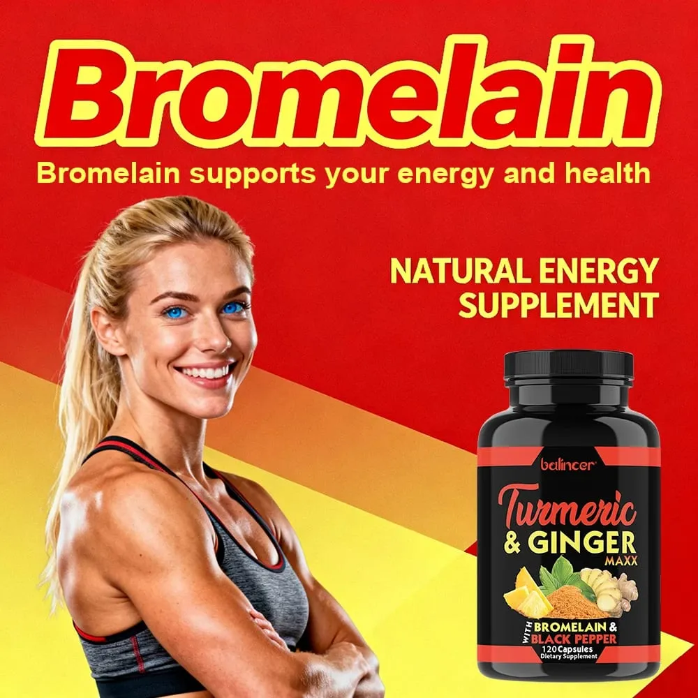 Organic Turmeric Curcumin Capsules with Ginger Support Joint Muscle Cardiovascular Cognitive Digestive & Immune Wellness
