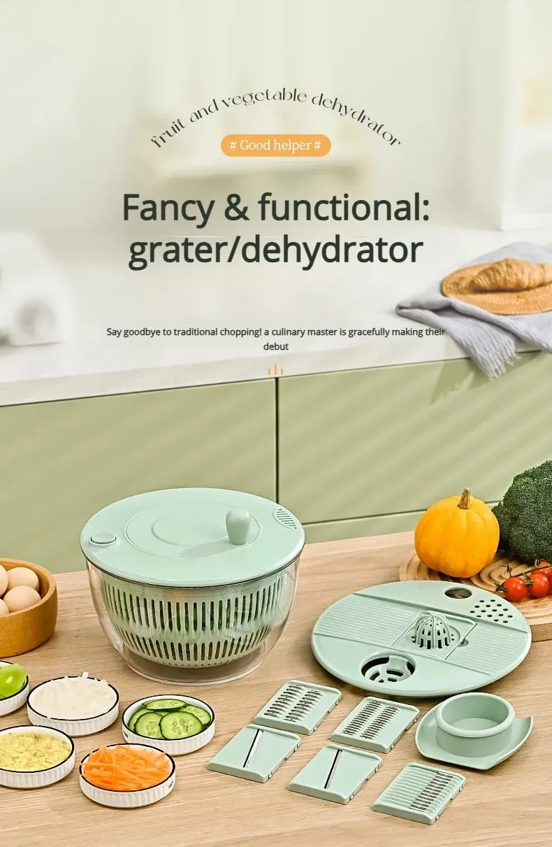Multi-Functional Vegetable Salad Dehydrator Vegetable Cutter Household Cucumber and Potato Slices Drain Basket Fruit Drain Water — image 7