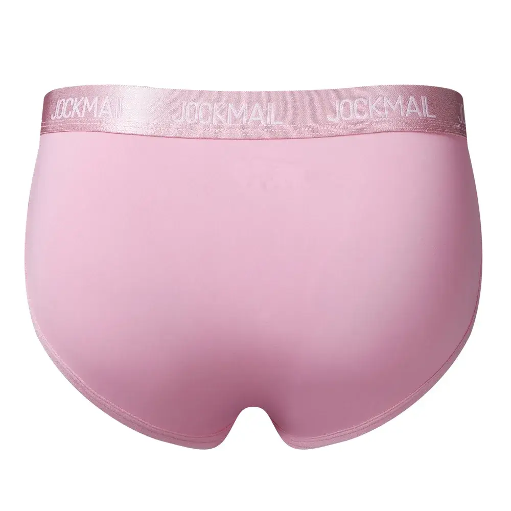 Jockmail Intimo da uomo Vita bassa Lettera sexy Sport traspirante Estate Slip in seta di ghiaccio Borsa grande in nylon Tinta unita Mutandine da uomo — image 32
