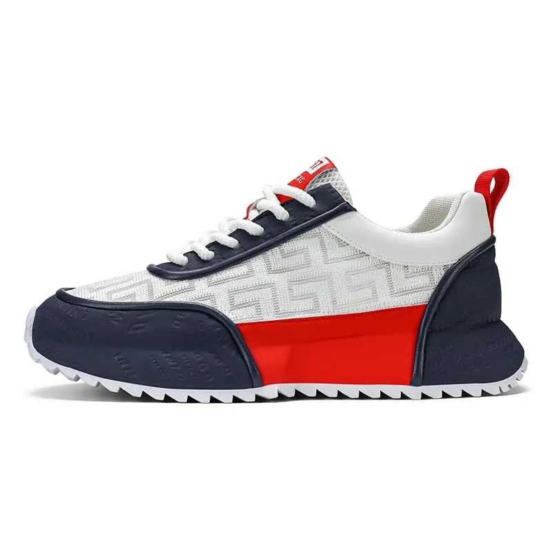 All Black Chunky Dad Sneakers Breathable Mesh And Leather Blend Platform Shoes Non Slip Casual Athletic Shoes For Streetwear — image 7