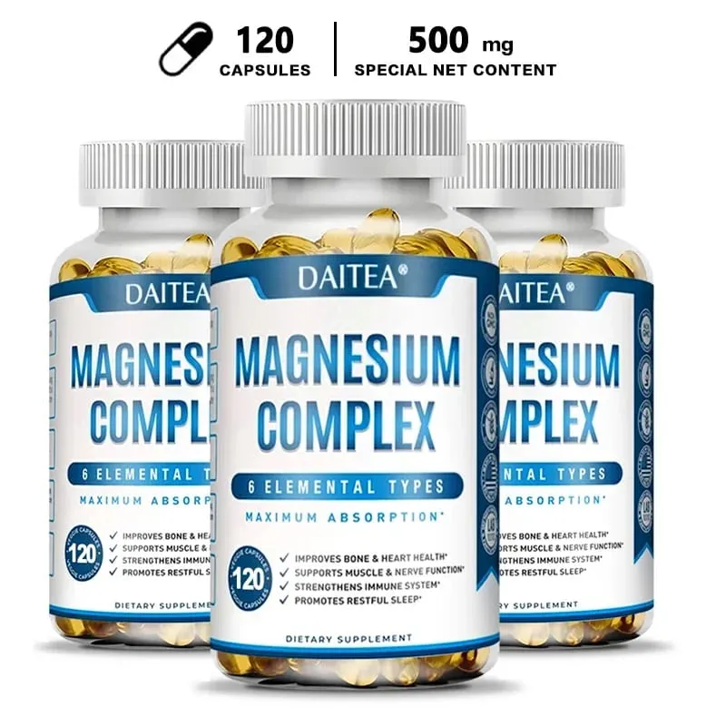 Magnesium Complex Capsules - Muscle and Cardiovascular Health Supplement Sleep Stress and Anxiety Formula