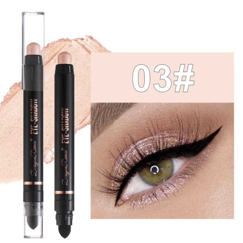 Double Head Pearlescent Eyeshadow Pencil Waterproof Glitter Metallic Blue Green Eye Shadow Makeup Pigment White Eyes Highlighter — image 13