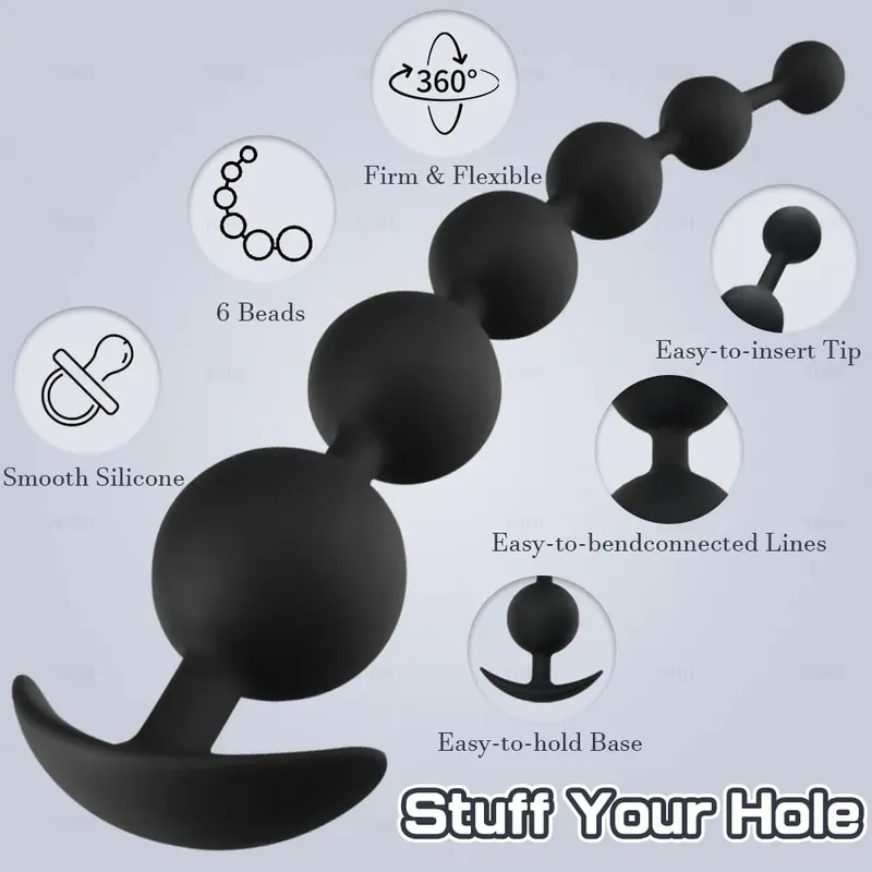 Mahabang Anal Beads Anal Plug Malaking Butt Plug Anal Balls Mga Laruang Sex Para sa Babae Mga Lalaki Prostate Massage Pull Bead Dildo Deep Vaginal Anal Toy — image 6