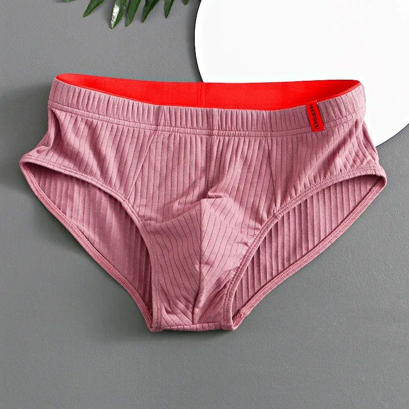 1/3PCS Panlalaking Brief sa Gitnang Baywang Elastic Soft Breathable Anti-septic U Convex Striped Solid Color Casual Men Underpants Underwear men — image 13
