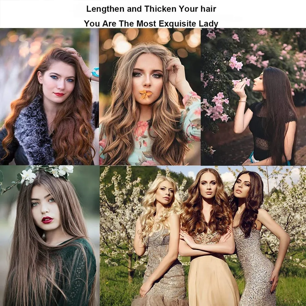 Synthetic 7Pcs/Set 22" Wavy Hairpiece Straight 16 Clips Hair Extensions Heat Resistant Styling False Hair — image 4