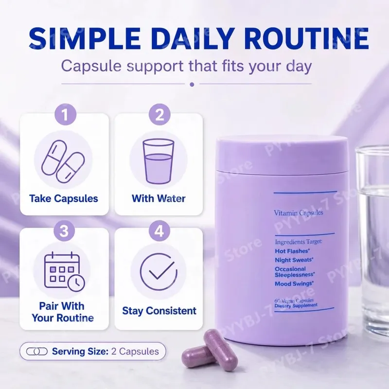 Vitaminas complexas femininas para a menopausa com vitamina D3 B6 ajudam a aliviar suores noturnos, mudanças de humor, suplemento alimentar saudável, 60 peças — image 6