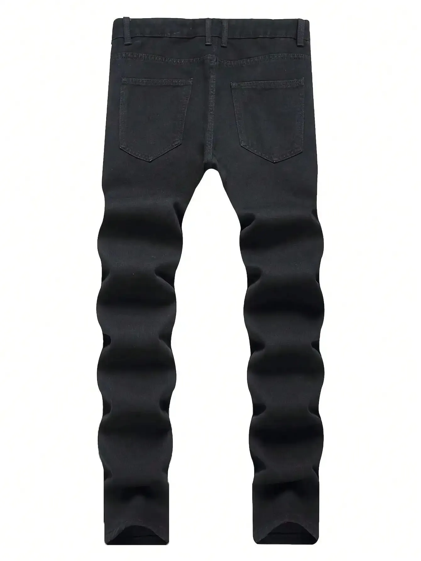Single piece of trendy streetwear: straight-cut ripped denim jeans in black. — image 3