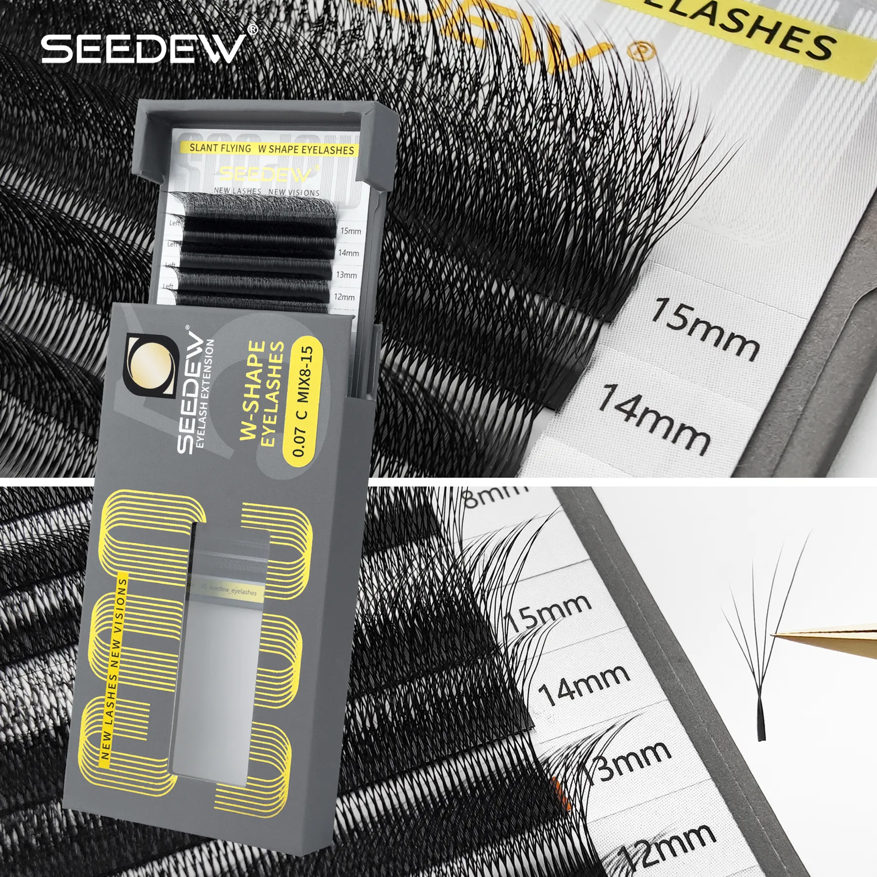 Fox 5D Eyelash Extension W-Shaped Clover Air Serie Cat Eye Volume Fox Eye Lashes Slant Flying False Eyelashes — image 6