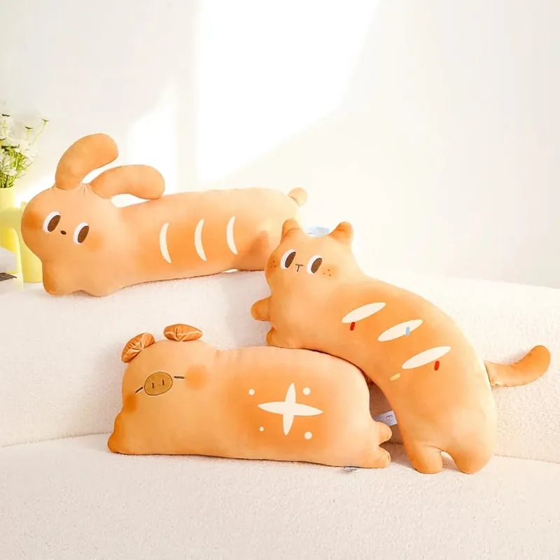 50cm Cute Toast Pillow Soft Plush Sofa Cushion Adorable Cat Rabbit Pig Bread Shape Hugging Pillow Gifts For Home Decor — image 3
