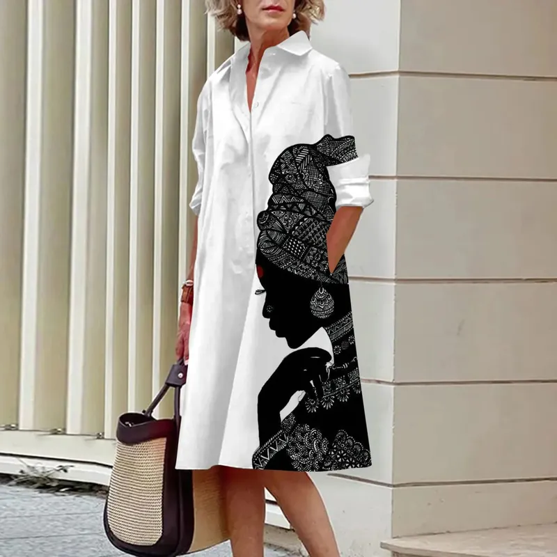 Verão novos vestidos femininos moda personagem arte padrão solto tamanho grande casual temperamento commuter irregular saia longa topos