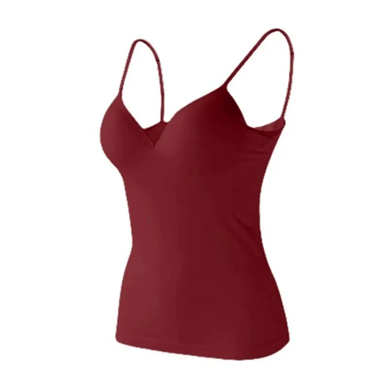 Solid Padded Bra Sexy Women Tops Camisole Top Women Vest Women Camisole with Built in Bra Cami Top Vest Tank Top — image 6