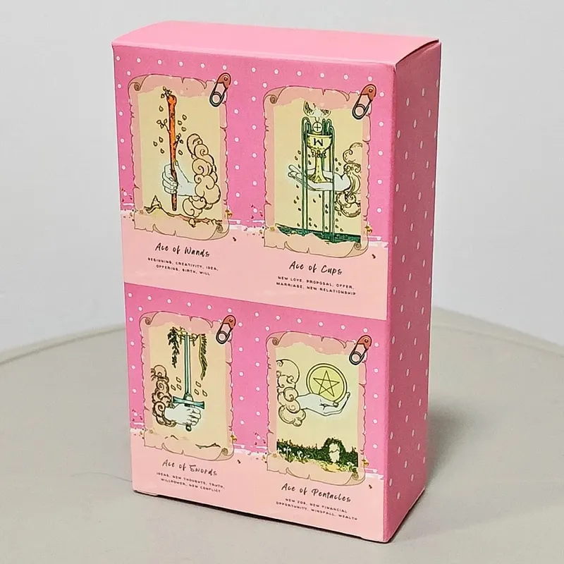 Różowy Waite Tarot marzycielski różowy kolaż talia tarota 78 estetycznych kart tarota Kawaii ze znaczeniami 12*7cm podwójnie tłoczone
