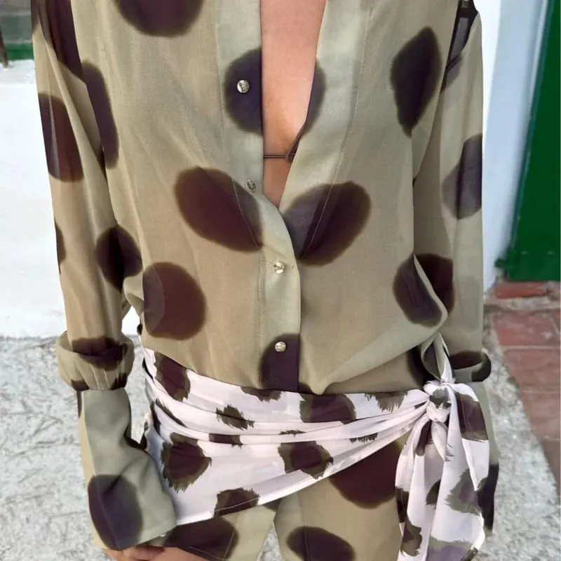 Polka dots print destacável cachecol estilingue vestido 2026 novas senhoras magro com decote em v cinta de espaguete vestidos longos vestidos de praia femininos — image 4