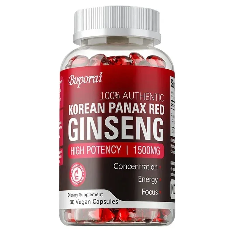 Korean Red Panax Ginseng Capsules - Sinusuportahan ang Pangkalahatang Kalusugan at Pagganap Nagpapabuti ng Mental Focus at Vitality at Nagpapalakas ng Enerhiya