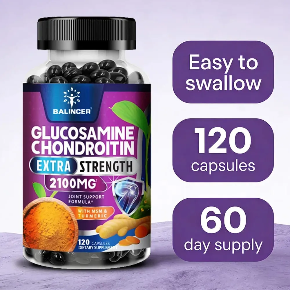 Glucosamine Chondroitin Capsules with Turmeric Root for Support Stress Relief Bone Joint & Immune Health Dietary Supplement — image 6