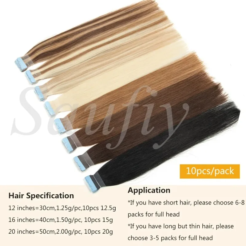 Mini fita loira balayge de 12 a 20 polegadas em extensões de cabelo humano, fita dupla face invisível sem costura em extensões de cabelo — image 5