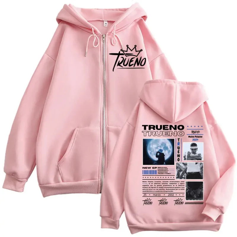 Rapper Trueno Dupla Face Impressão Zíper Moletom Com Capuz Homens Mulheres Harajuku Hip Hop Zip Up Moletons Moda Casual Pulôveres de Grandes Dimensões — image 5