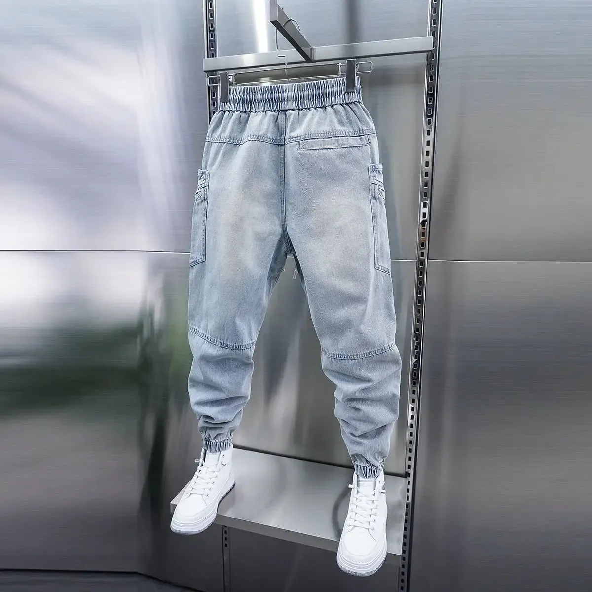 Fashionable Street Jeans Cool Zipper Harem Jeans High Quality Luxury Brand Men Clothing — image 4