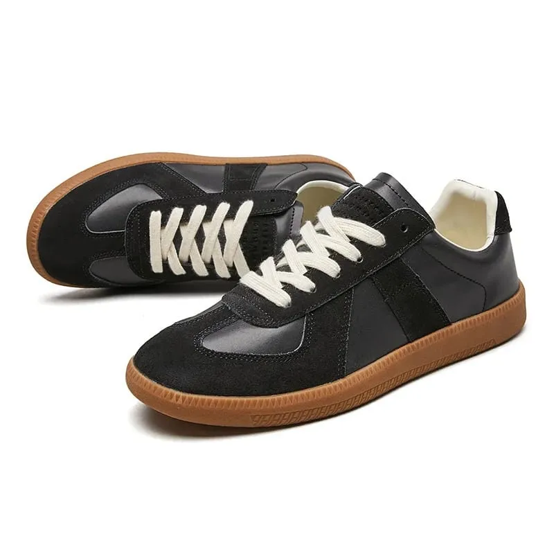 Men Retro Suede Leather Casual Sneakers Lace Up Flat Skate Shoes Comfortable Non Slip Sports Shoes for Men