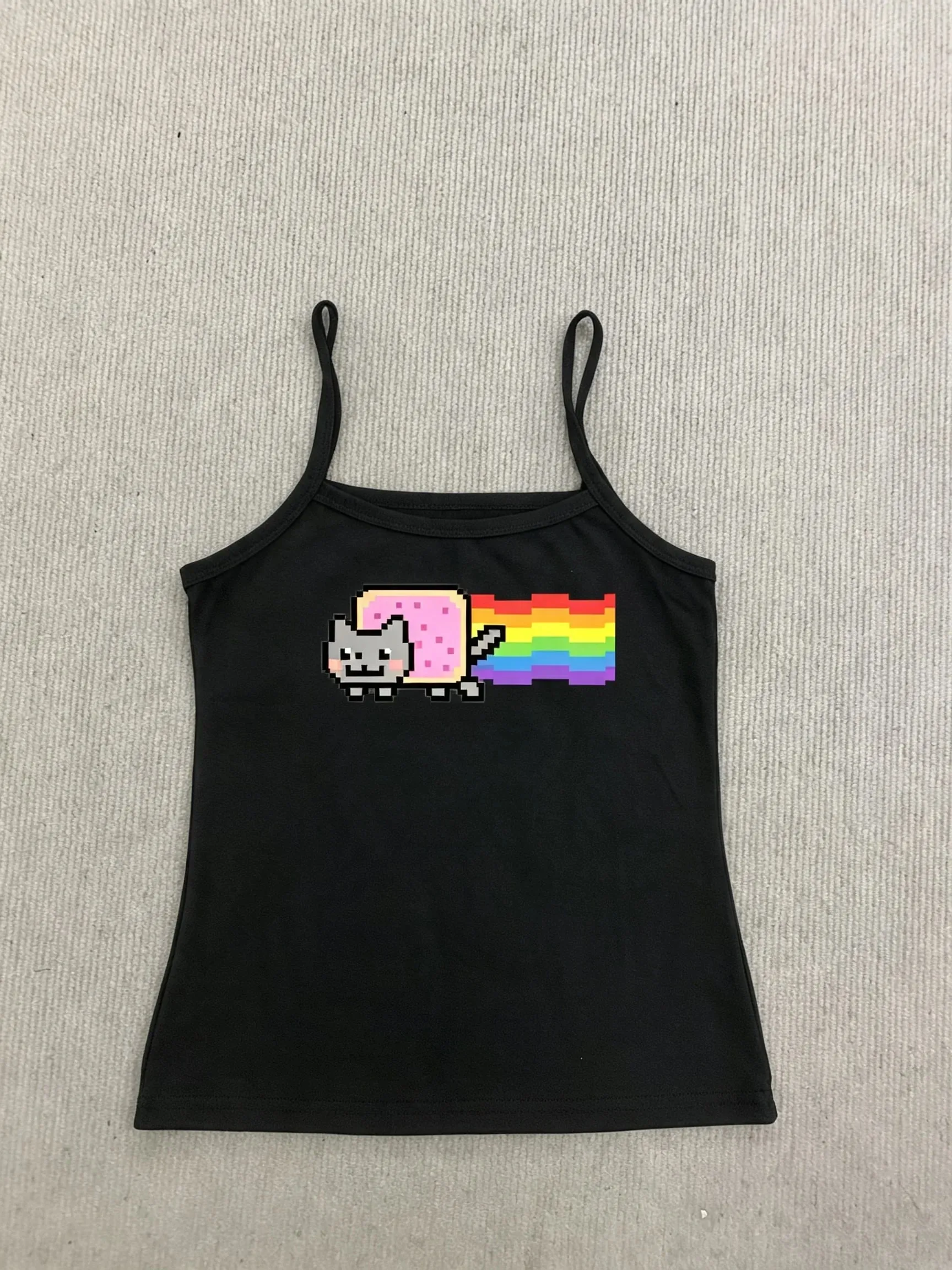European American Y2K New Summer Cool Vibrant Hot Girl Tank Top Cartoon Pigment Print Sleeveless Casual Cami Top For Ladies — image 6