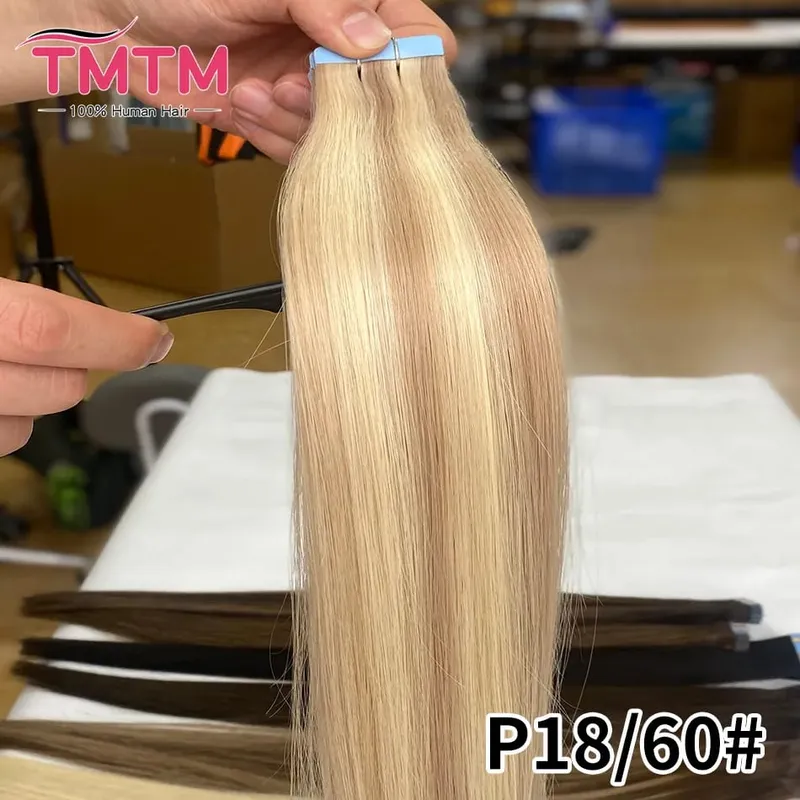 14-22 Inch Tape in Hair Extensions Human Hair 20 Pcs/pack Real Natural Brazilian Remy Hair Straight Seamless Skin Weft For Women