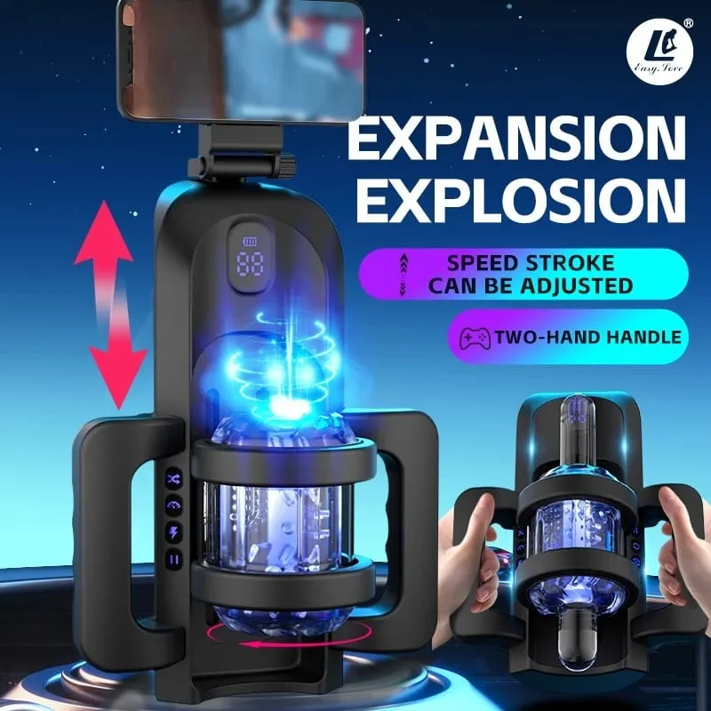 Automatic Thrusting Masturbator for Men adult sex toys with 3.93in Long Stroke Rotation LED Display and Dual Grip Handles